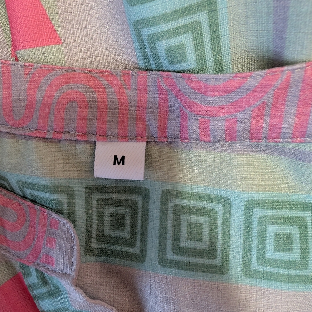 Colorful Geometric Patterned Peplum Blouse Size M - Picture 8 of 8